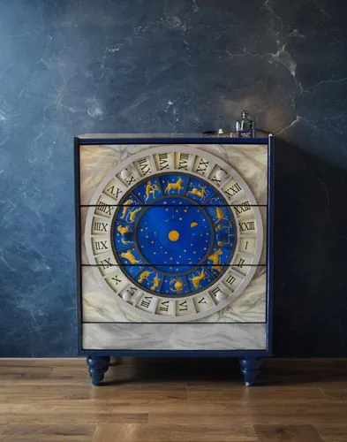 chest of drawers in a dark blue marble room,astronomical clock,euro sign,european union,constellation pyxis,eur,constellation lyre,star chart,euro,eu,eu parliament,euro pallet,wall calendar,orrery,wal