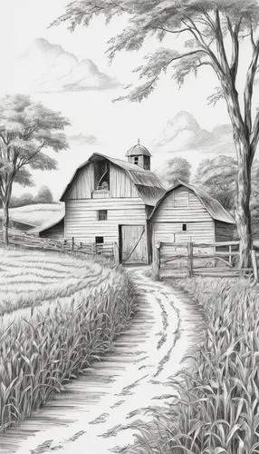 farmstead,farm landscape,farmhouse,farm house,field barn,the farm,barn,farm,farm hut,farm background,barns,red barn,straw hut,rural landscape,old barn,hay farm,piglet barn,house drawing,cornfield,corn field,Illustration,Black and White,Black and White 30