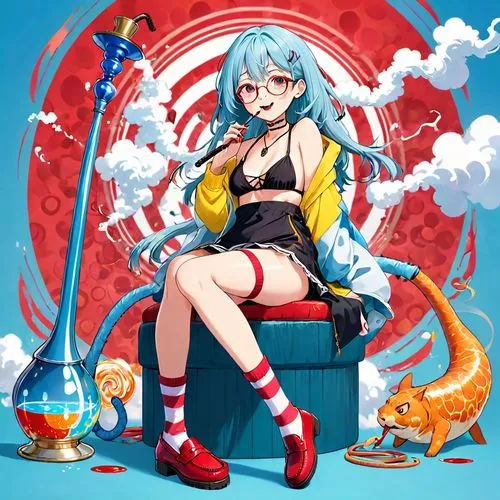 keine,ene,hatsune,smoking girl,cyan,sona,akaba,saiko,takane,aqua,kula,vocaloid,miku,hatsune miku,suzuya,sitting on a chair,labrys,ryoko,zooey,mikulic,Anime,Anime,Traditional