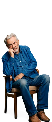 Old man, wrinkled skin, mature face, grey beard, messy hair, worn-out clothes, relaxed posture, sitting on chair, warm lighting, soft focus, cinematic composition, shallow depth of field.,elderly man,