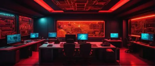 computer room,the server room,computer workstation,sci fi surgery room,control center,red matrix,cyberspace,cyberpunk,cyber,computer art,working space,computer desk,modern office,creative office,ufo interior,computer,red background,research station,game room,neon human resources,Art,Artistic Painting,Artistic Painting 31
