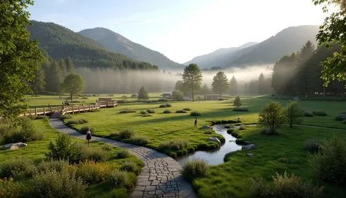 oberland,salt meadow landscape,cryengine,riverwood,green valley,ilse valley,riftwar,mountain valley,kleinbahn,meadow landscape,valley,rivendell,green meadow,alpine meadow,mountain meadow,rendalen,alpine landscape,alpine village,golf landscape,render