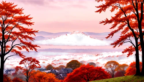 autumn mountains,autumn landscape,autumn background,landscape background,mountain scene,fall landscape,mountain landscape,mountainous landscape,autumn scenery,landscape red,mount scenery,japanese mountains,background view nature,forest landscape,autumn trees,autumn forest,autumn idyll,nature landscape,volcanic landscape,landscape nature,Illustration,Realistic Fantasy,Realistic Fantasy 21