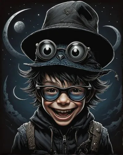 cyclops,myopia,pirate,children's eyes,child monster,black hat,steam icon,witch's hat icon,kids illustration,twitch icon,three eyed monster,steampunk,hatter,imp,illustrator,one-eyed,one eye monster,pilgrim,kid hero,eye cancer,Illustration,Black and White,Black and White 01