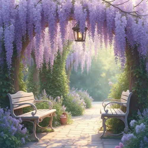 wisteria,wisteria shelf,lilac arbor,lilac tree,garden bench,purple landscape,lavender,lilacs,the lavender flower,fairyland,beauty scene,flower garden,spring morning,lavender fields,fairy forest,splendor of flowers,secret garden of venus,meadow in pastel,lavender field,wonderland,Photography,General,Realistic