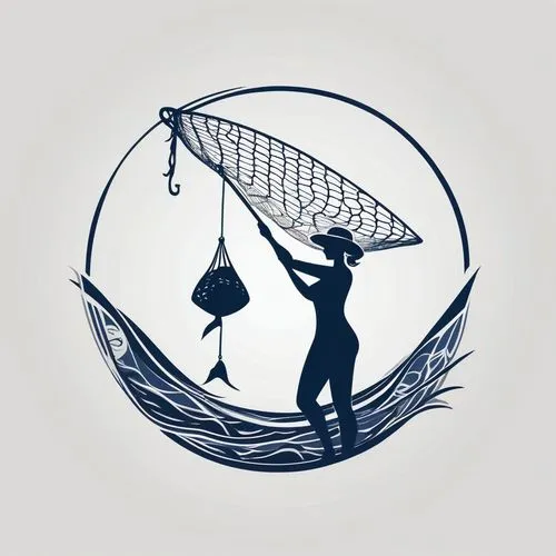 fisherwoman,basket weaver,wind bell,weathervane design,driftnets,paraglider sails,kyudo,gillnets,fishing net,figure of paragliding,wind finder,mermaid silhouette,wind vane,berimbau,pescador,fishing nets,pescadores,overhead umbrella,basketmaker,fishing classes,Unique,Design,Logo Design