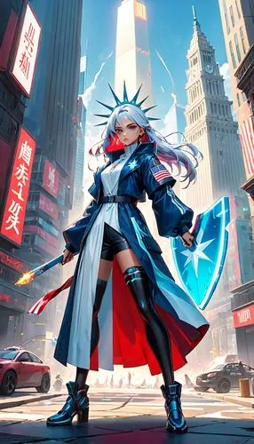 queen of liberty,liberty,lady liberty,red blue wallpaper,america,new york aster,usa,time square,delta sailor,goddess of justice,cg artwork,the statue of liberty,hatsune miku,vocaloid,united states of america,patriot,capitanamerica,blue star,nyse,statue of liberty,Anime,Anime,General