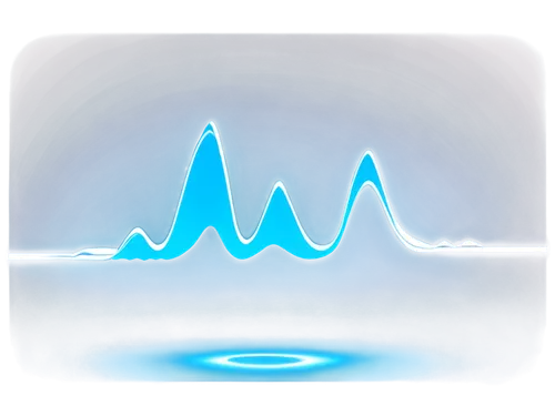 Audio wave, sound symbol, hmm icon, rounded rectangle shape, blue and white gradient, glossy surface, 3D effect, close-up shot, soft focus, minimalist background, futuristic style, metallic material, 