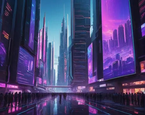 futuristic landscape,cityscape,shinjuku,cyberpunk,metropolis,futuristic,tokyo city,tokyo,fantasy city,shanghai,colorful city,vapor,evening city,dystopian,urban,ultraviolet,hong kong,the city,dusk,taipei,Conceptual Art,Oil color,Oil Color 05