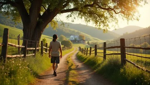 walking in a spring,countryside,girl walking away,polding,woman walking,go for a walk,walk,summer evening,country road,walk in a park,bucolic,spring morning,summer day,rural landscape,walking,landscape background,farm background,meadow rues,countrywoman,meadow landscape,Photography,General,Realistic