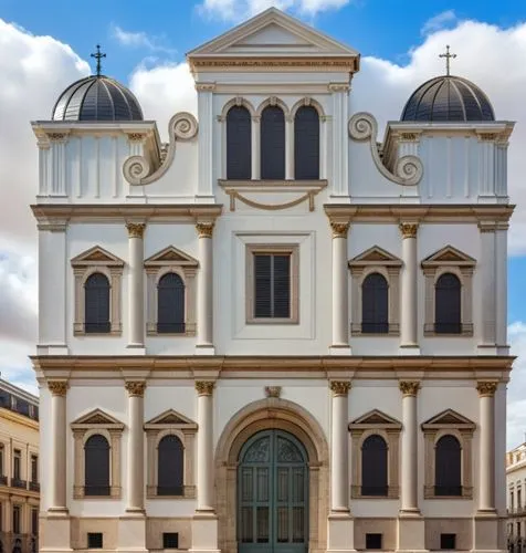 iglesia neoclasica, campanario, edificio, fachada,a large white building with two clock towers,mafra,igreja,evangelical cathedral,baroque monastery church,borromini,patriarchate,Photography,General,Na