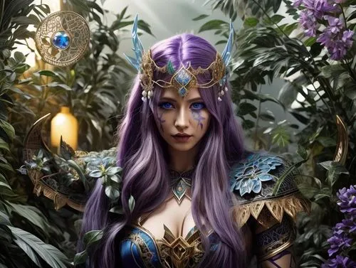 violet head elf,the enchantress,elven flower,fantasy portrait,druid,sorceress,dark elf,fantasy art,blue enchantress,fantasy picture,fantasy woman,faerie,elven,lavendar,elven forest,fae,eufiliya,dryad,vanessa (butterfly),artemisia