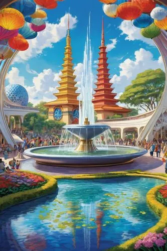 imaginationland,futuristic landscape,ecotopia,fantasy world,imagineering,shanghai disney,fantasy city,imagineers,amusement park,innoventions,tomorrowland,dubailand,theme park,the disneyland resort,epcot ball,imagineer,shambhala,wonderlands,diamond lagoon,fantasyland,Illustration,Realistic Fantasy,Realistic Fantasy 39