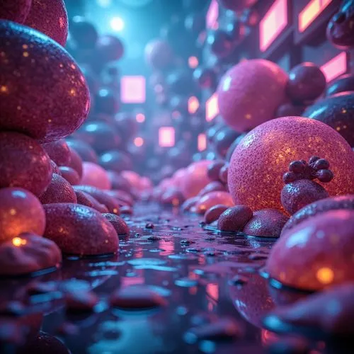 cinema 4d,3d render,blender,render,3d background,particles,spheres,3d rendered,neon candies,biofilm,disco,colored lights,glitzier,shader,procedural,volumetric,cyberscene,material test,shaders,cubes