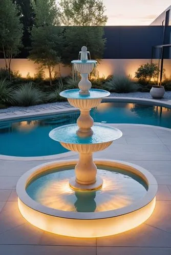 a beautiful fountain ,decorative fountains,floor fountain,fire ring,fire pit,spa water fountain,stone fountain,Photography,General,Realistic