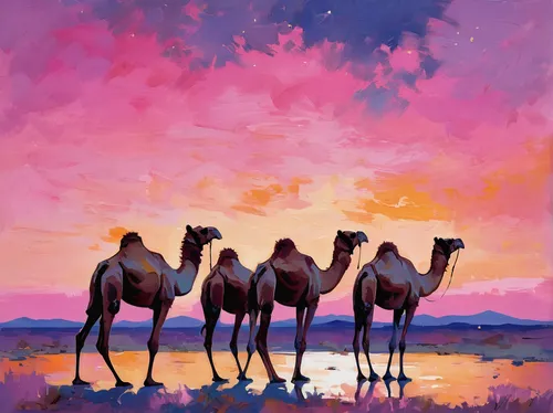 dromedaries,camels,camel caravan,dromedary,arabian camel,arabian horses,camel,two-humped camel,camelride,camelid,bactrian camel,camel train,male camel,shadow camel,three wise men,the three wise men,desert landscape,desert background,libyan desert,desert desert landscape,Conceptual Art,Oil color,Oil Color 10