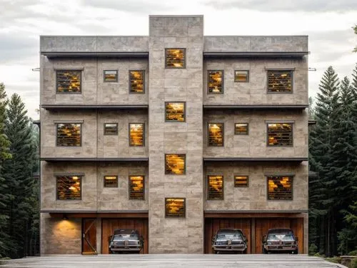 apartment building,cubic house,habitat 67,brutalist architecture,apartment block,apartments,an apartment,appartment building,row of windows,apartment complex,wooden facade,modern architecture,montana post building,timber house,cube house,apartment house,block of flats,wooden windows,built in 1929,residential building,Architecture,General,Masterpiece,Organic Architecture