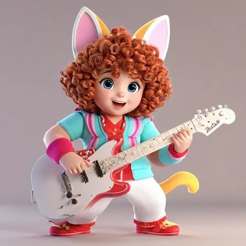 捲毛貓吉他手,fundora,doll cat,pussycat,vanwyngarden,pamyu,cartoon cat,Unique,3D,3D Character