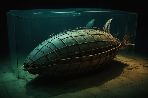 sunken boat,marine tank,sunken ship,submersible,deep sea nautilus,semi-submersible,giant fish,undersea,coelacanth,underwater background,fishing float,deep sea fish,underwater fish,turtle ship,water turtle,nautilus,under the water,submerged,deep sea,fish tank,Art,Classical Oil Painting,Classical Oil Painting 03