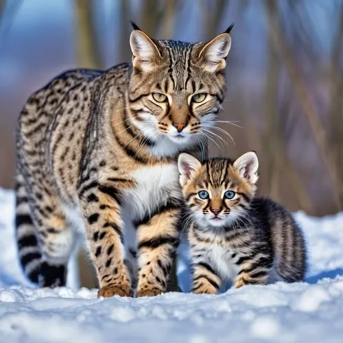 ocelots,genets,felids,lynxes,bengal cat,cat family,bengals,cute animals,georgatos,ocelot,snowcats,icecats,bobcats,felines,baby with mom,mother and son,winter animals,copycatting,wild cat,european shorthair,Photography,General,Realistic