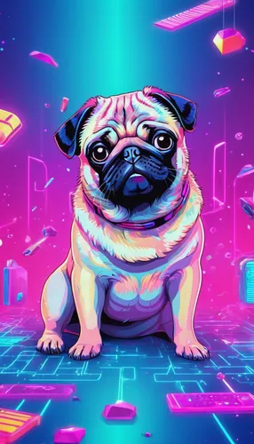 pug,vector illustration,disco,dog illustration,bulldog,vector art,pink vector,digiart,80s,80's design,pink background,spotify icon,retro background,game illustration,bandana background,smaland hound,digital background,digital illustration,the french bulldog,doo,Conceptual Art,Sci-Fi,Sci-Fi 28