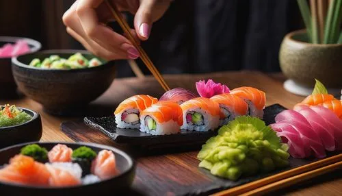 sushi japan,sushi set,sushi roll images,sushi,sushi rolls,japanese cuisine,sushi plate,sushi boat,sushi art,japanese food,sushi roll,nigiri,japanese restaurant,sashimi,salmon roll,japanese meal,brass chopsticks vegetables,food photography,kaiseki,california maki,Illustration,Realistic Fantasy,Realistic Fantasy 28