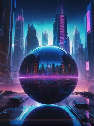 glass sphere,futuristic landscape,futuristic,sphere,orb,cyberspace,crystal ball,glass ball,spherical,prism ball,spheres,cyberpunk,scifi,plasma bal,mirror ball,globe,lensball,fishbowl,cyber,ball cube,Conceptual Art,Oil color,Oil Color 18