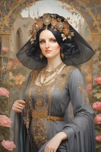 mantilla,guccione,orientalist,leighton,viveros,khnopff