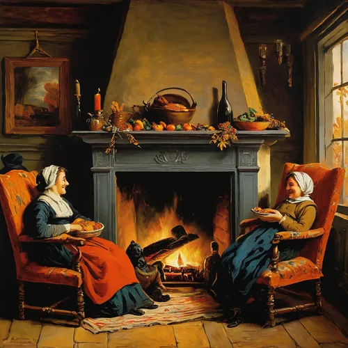 fireside,log fire,fireplaces,children studying,hygge,fireplace,warmth,warming,domestic heating,fire place,wood-burning stove,candlemas,sitting room,warm and cozy,christmas scene,november fire,christmas fireplace,old couple,young couple,hearth,Art,Classical Oil Painting,Classical Oil Painting 08