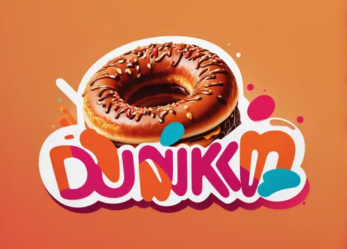 Create an artistic Dunkin logo with abstract shapes and brushstroke effects.,donut illustration,donut drawing,dribbble logo,dribbble icon,dunker,donut,logodesign,dribbble,logo header,doughnut,logotype