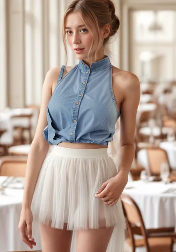 waitress,white skirt,skirt,tennis skirt,school skirt,tutu,apron,skort,denim skirt,tablecloth,french silk,wooden top,barista,elegant,cocktail dress,ballerina,diner,ruffle,crème anglaise,cotton top