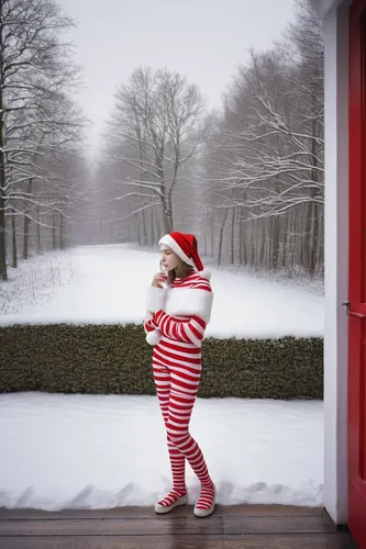 Compose a nostalgic winter poem evoking memories of candy cane bunting on a snow-covered porch.,santa and girl,st claus,scared santa claus,claus,candy cane stripe,santa claus at beach,father christmas