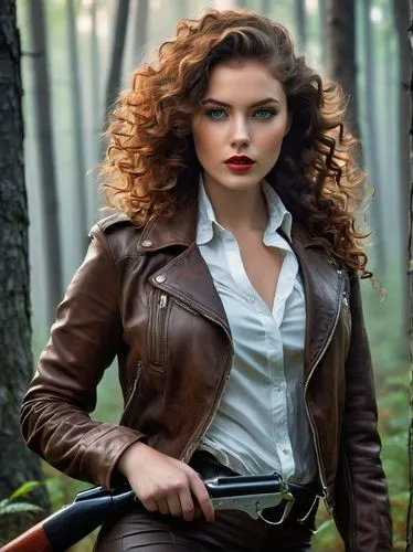 katniss,leather jacket,female hollywood actress,maureen o'hara - female,femme fatale,clary,bolero jacket,black widow,woman bicycle,leather,merida,retro women,retro woman,scarlet witch,female doctor,harley,park ranger,menswear for women,huntress,birds of prey,Art,Artistic Painting,Artistic Painting 45