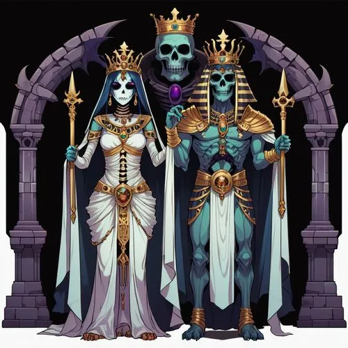 lich,priestesses,skeletor,illithids,emperors,day of the dead icons,Illustration,Abstract Fantasy,Abstract Fantasy 11