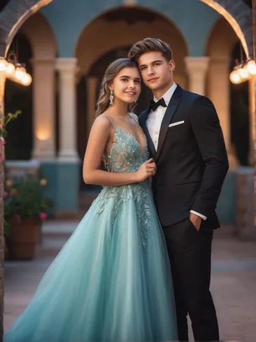 a cute couple at prom,quinceanera dresses,quinceañera,social,beautiful couple,pre-wedding photo shoot,wedding photo,hc,prom,ball gown,young couple,couple goal,wedding couple,prince and princess,weddin