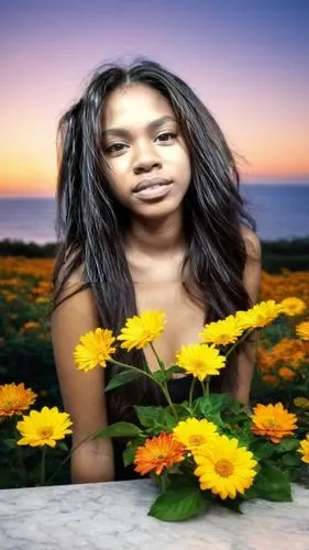 girl in flowers,flower background,lyzz flowers,wildflower,field of flowers,amerie