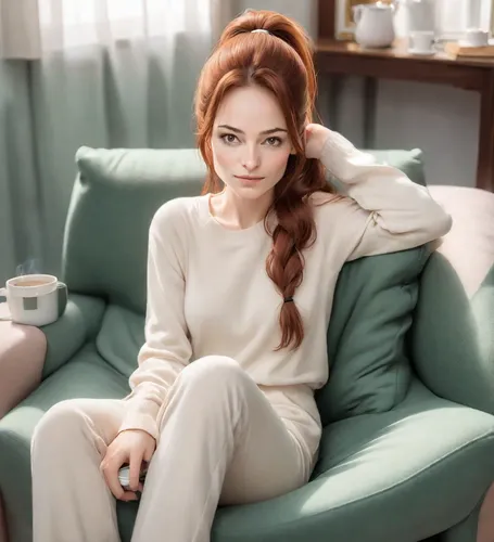 porcelain doll,sitting on a chair,cappuccino,white velvet,sofa,sofa set,princess sofia,ginger tea,yasemin,woman drinking coffee,redhair,white swan,woman sitting,cinnamon girl,vanity fair,white,beautiful woman,romantic look,madeleine,british actress