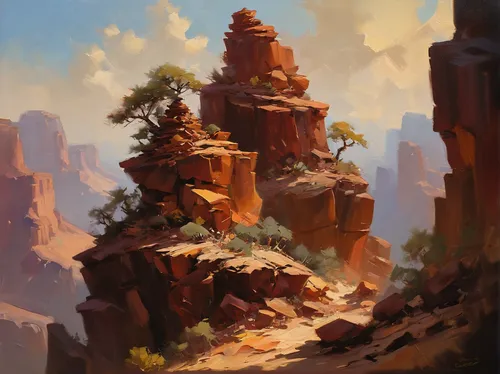 desert landscape,sedona,desert desert landscape,canyon,sandstone rocks,sandstone,fairyland canyon,sandstone wall,petra,cliff dwelling,anasazi,fairy chimney,yellow mountains,angel's landing,desert,arid landscape,mountain landscape,hoodoos,grand canyon,the desert,Illustration,Realistic Fantasy,Realistic Fantasy 37