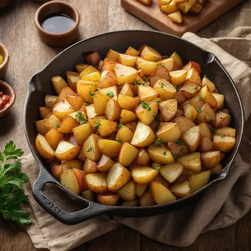 The home fries are big,home fries,ukrainian dill potatoes,fried potatoes,rosemary potatoes,potatoes with vegetables,patatas bravas,roasted potatoes,lyonnaise potatoes,country potatoes,yukon gold potat