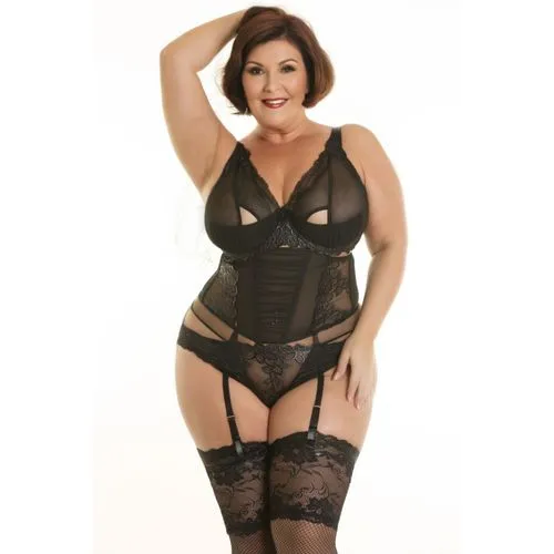 65yo BBW  granny, short hair, wearing   lace bodysuit and stocking, happy,woman wearing a y  with lace overlaying and open sides,shapewear,corsetry,corseted,girdles,gossard,corsetti