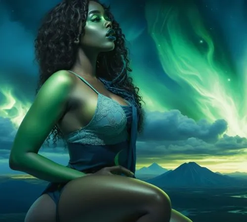 green aurora,aurorae,fantasy picture,earth chakra,auroras,fantasy art,Illustration,Realistic Fantasy,Realistic Fantasy 25