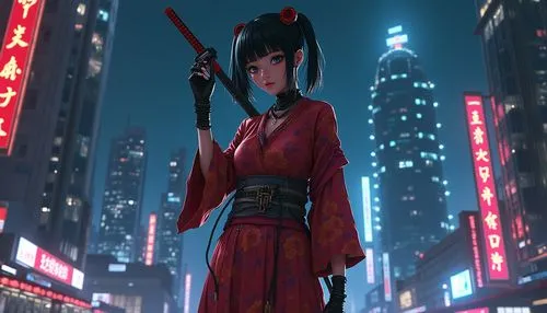 kunoichi,katana,kusanagi,sukeban,beautiful girls with katana,samurai,Illustration,Realistic Fantasy,Realistic Fantasy 29