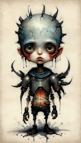 planescape,royo,a voodoo doll,mechana,pierrot,voodoo doll,Illustration,Abstract Fantasy,Abstract Fantasy 18