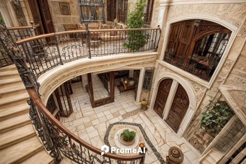 marble floor,winding staircase,circular staircase,outside staircase,spiral staircase,staircase,riad,stone stairs,stone stairway,persian architecture,iranian architecture,wooden stair railing,brownston