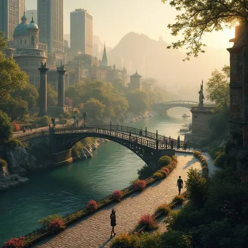 shanghai,chongqing,central park,shangai,fantasy landscape,guangzhou,jiangyan,chengdu,scenic bridge,suzhou,full hd wallpaper,city moat,ancient city,shaoming,nanjing,fantasy city,riverside,hangzhou,fantasy picture,kinkade,Photography,General,Realistic