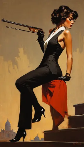 woman playing violin,violin woman,woman holding gun,violinist,girl with gun,girl with a gun,violin player,woman pointing,pointing woman,spy visual,spy,femme fatale,baton twirling,argentinian tango,lady pointing,majorette (dancer),italian painter,art deco woman,woman playing,swordswoman,Conceptual Art,Fantasy,Fantasy 06