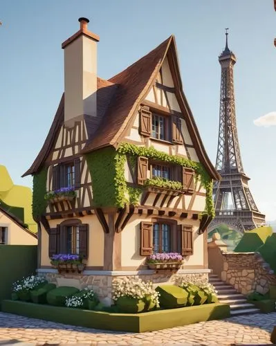 french building,maison,crooked house,maisons,fairy tale castle,crispy house,french digital background,miniature house,parisot,france,knight village,dreamhouse,frenchness,townscapes,3d fantasy,ratatouille,3d render,auberge,render,bonjour,Unique,3D,Low Poly