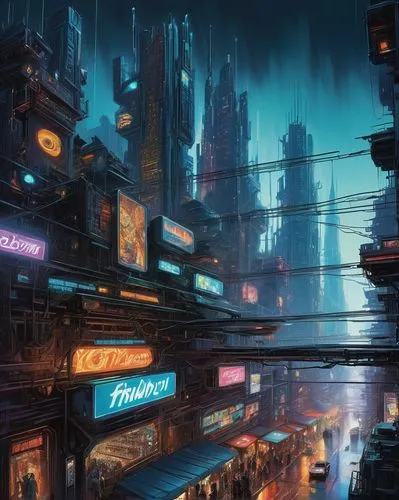 cybertown,cyberpunk,cybercity,metropolis,futuristic landscape,cityscape,bladerunner,microdistrict,fantasy city,kinkade,cyberworld,neuromancer,shinjuku,kowloon,cyberscene,cyberia,kaidan,futuristic,mongkok,shanghai,Conceptual Art,Oil color,Oil Color 04