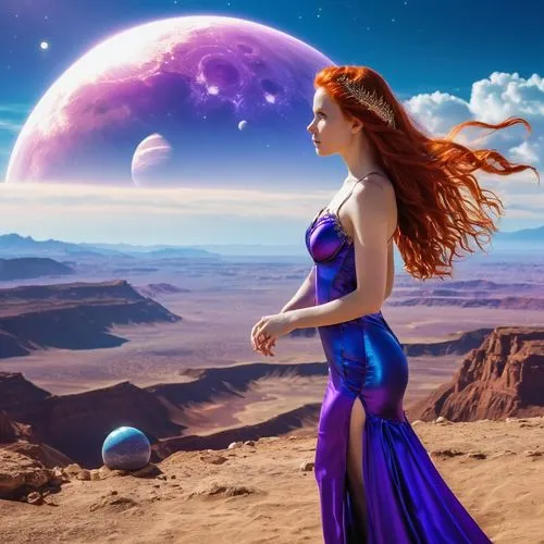 fantasy picture,megara,barsoom,fantasy art,blue moon rose,purple moon,3d fantasy,fantasy woman,horoscope libra,etheria,celestial bodies,amphitrite,cosmogirl,dreamscapes,mermaid background,celestial body,violinist violinist of the moon,inanna,dreamscape,moon valley,Photography,General,Realistic