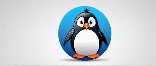 Penguin logo, cute cartoon penguin, white belly, black back, orange beak, little flippers, blue eyes, shiny feathers, 3D design, glossy finish, metallic texture, circular composition, minimalist style